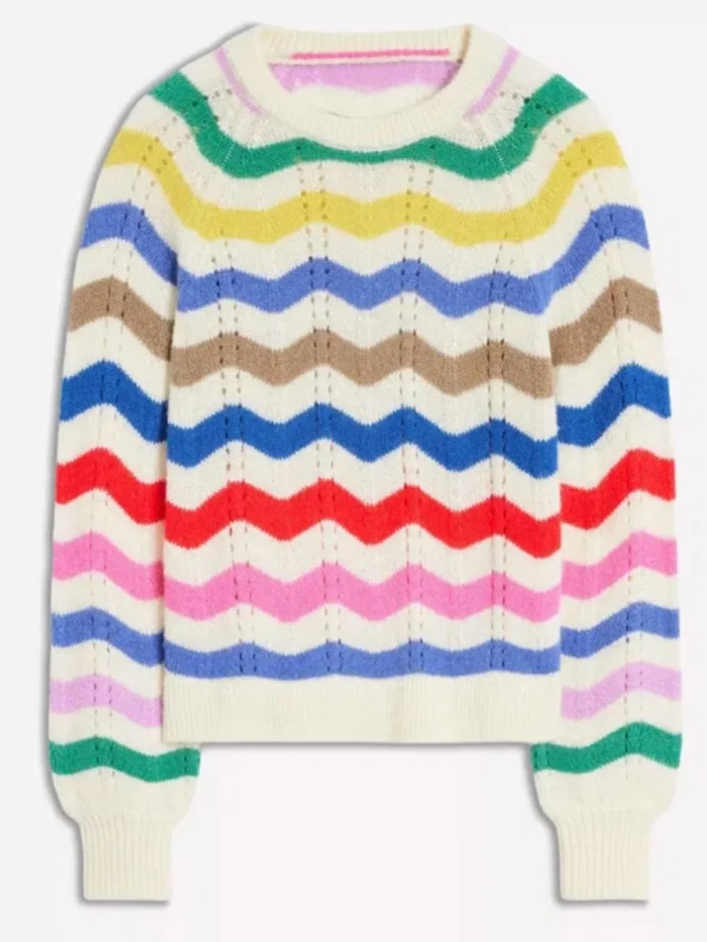 BODEN Alice Fluffy Wavy Stripe Raglan Sleeve Sweater - Picture 5 of 5